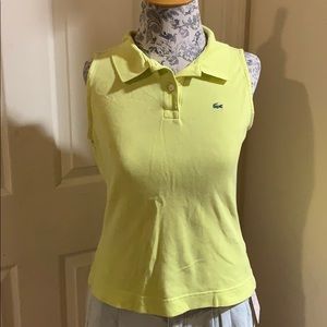 Lacoste Yellow Polo sleeves golf shirt.